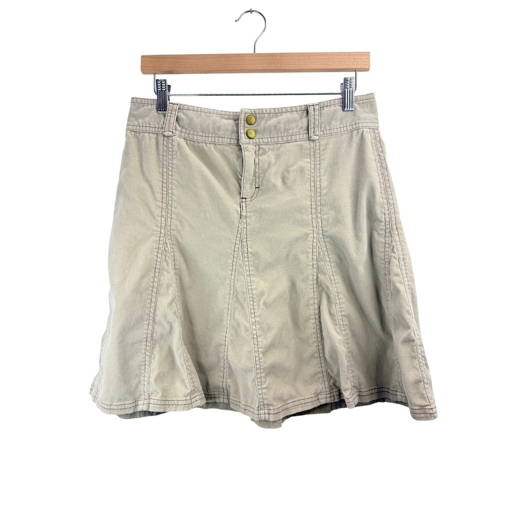 Athleta Khaki Corduroy A Line Flare Skirt Womens No Size Tag Boho Festival Comfy
